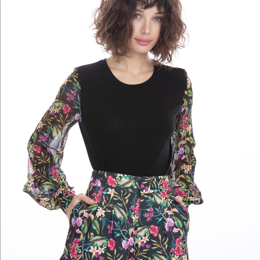 Generation Love Noelle Tropical Top black/tropical XXS NEW NWT REG $185